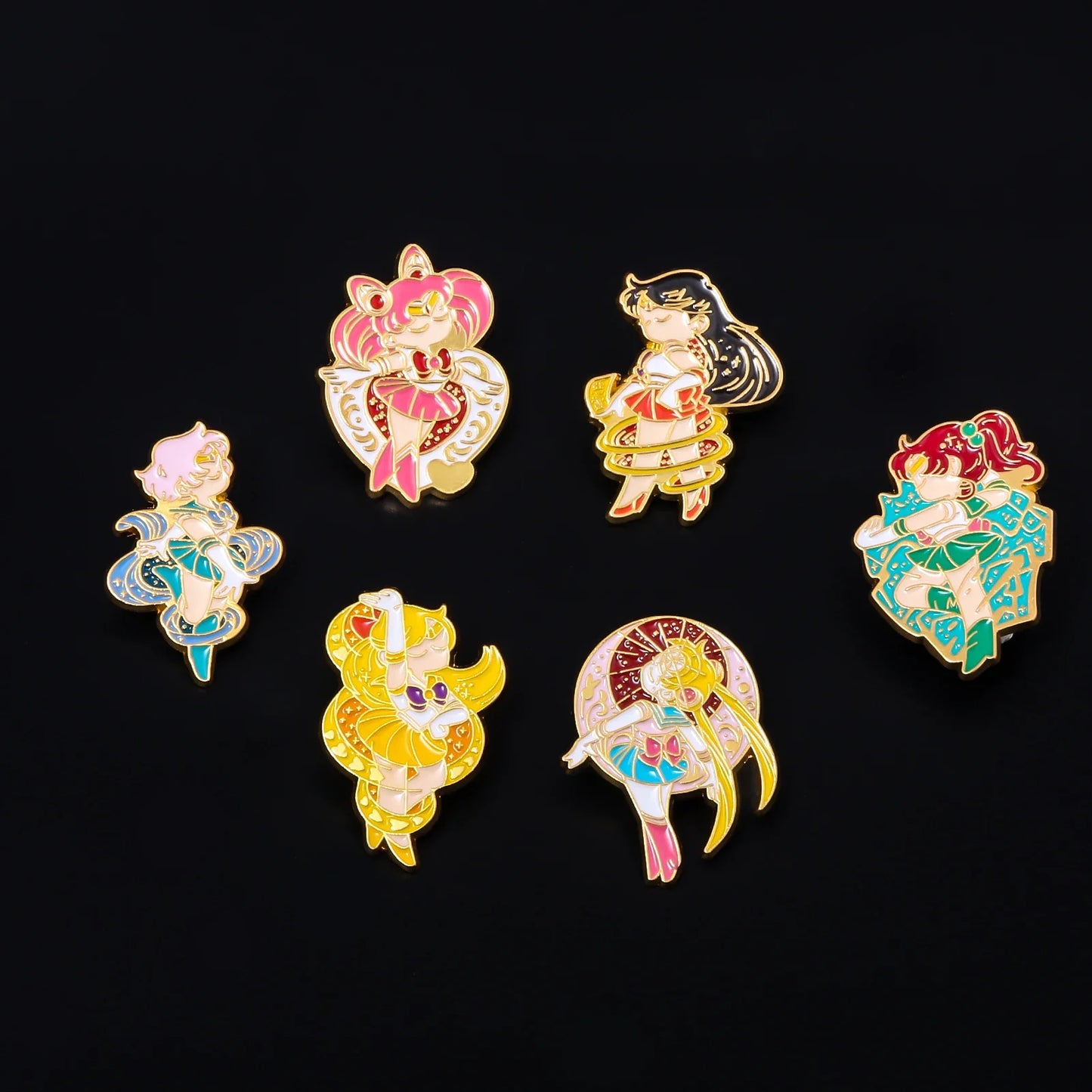 6PCS Anime Star & Moon Metal Keychains — Sailor Moon Tsukino Usagi & Luna Cat Cosplay Props, Pendant Jewelry Ornament