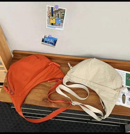 Trendy Women’s Soft Cloth Shoulder Bag | Solid Color Casual Crossbody & Hobo Bag for Students