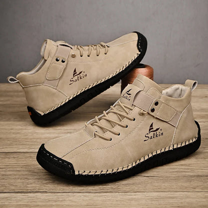 2024 Handmade Leather Casual Men’s Shoes - Breathable Sneakers & Ankle Boots for Outdoor Wear