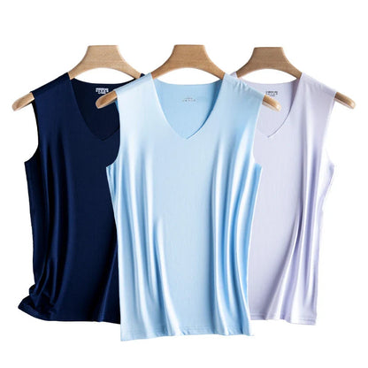 Men’s Silk Tank Top – Seamless Sleeveless Sport Vest, Plain Casual Summer Undershirt for Gym & Everyday Wear