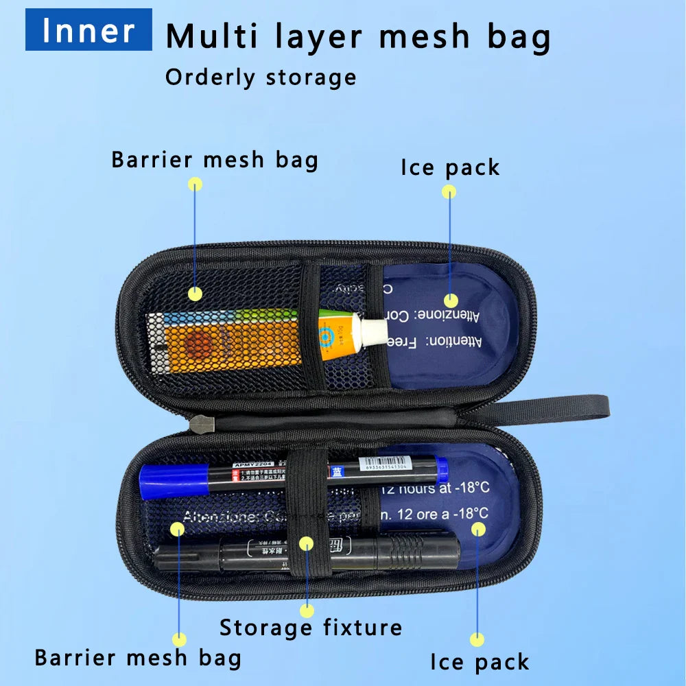 Portable Insulin Cooling Bag with 4 Ice Packs – Diabetic Pocket Pill Protector, Waterproof Thermal Insulated Medical Cooler