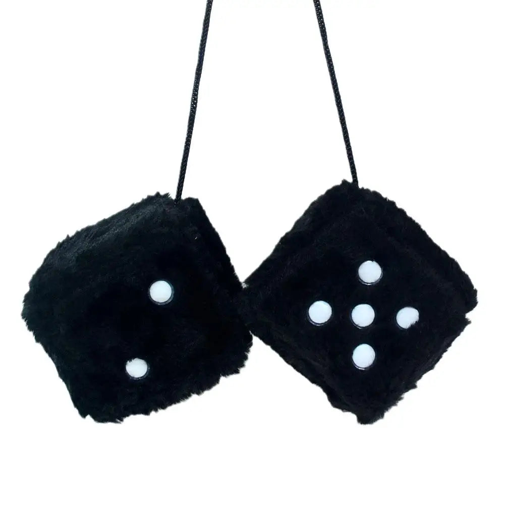 Long Hair Hot Stamping Dot Dice Plush Toy Cube – Anime Car Ornament & Decoration Pendant Accessory