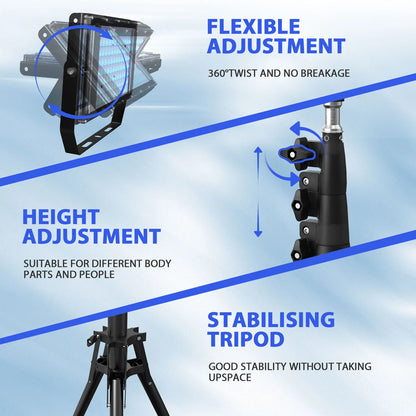 50W Ultraviolet Tanning Lamp — Tripod Solarium with 48 Blue LEDs (460nm & 480nm) for Body Tanning & Skincare