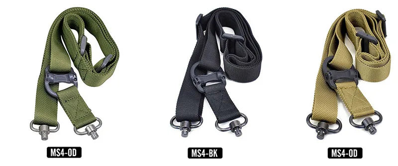 Tactical Adjustable MS4 Rifle Sling — QD Metal Swivel, 2-Point & Single-Point Quick Release for Multi-Mission Use