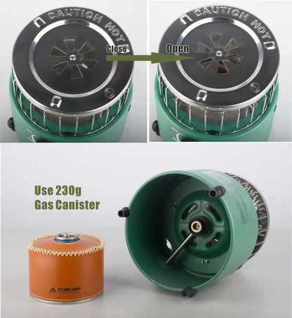 STARCAMP Portable 2-in-1 Gas Heater & Stove – Outdoor Camping, Hiking & Backpacking Essential