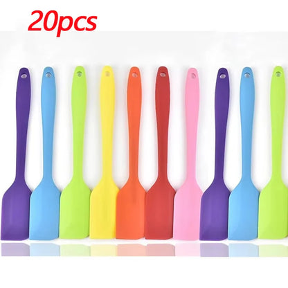 5/10/15/20PCS Silicone Baking Spatula Set – Heat Resistant Cream & Cake Scraper Tools, Seamless Non-Stick Kitchen Utensils (Random Colors)