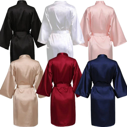 Team Bride Satin Robe: Plain Kimono Style for Wedding Party - Bridesmaid Pajamas Bathrobe (SP088)