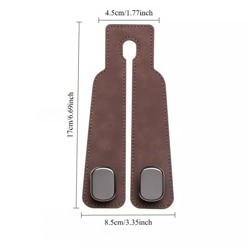 Car Seat Headrest Hooks – PU Leather Storage Organizer Hanger for Bags, Coats & Universal Auto Use