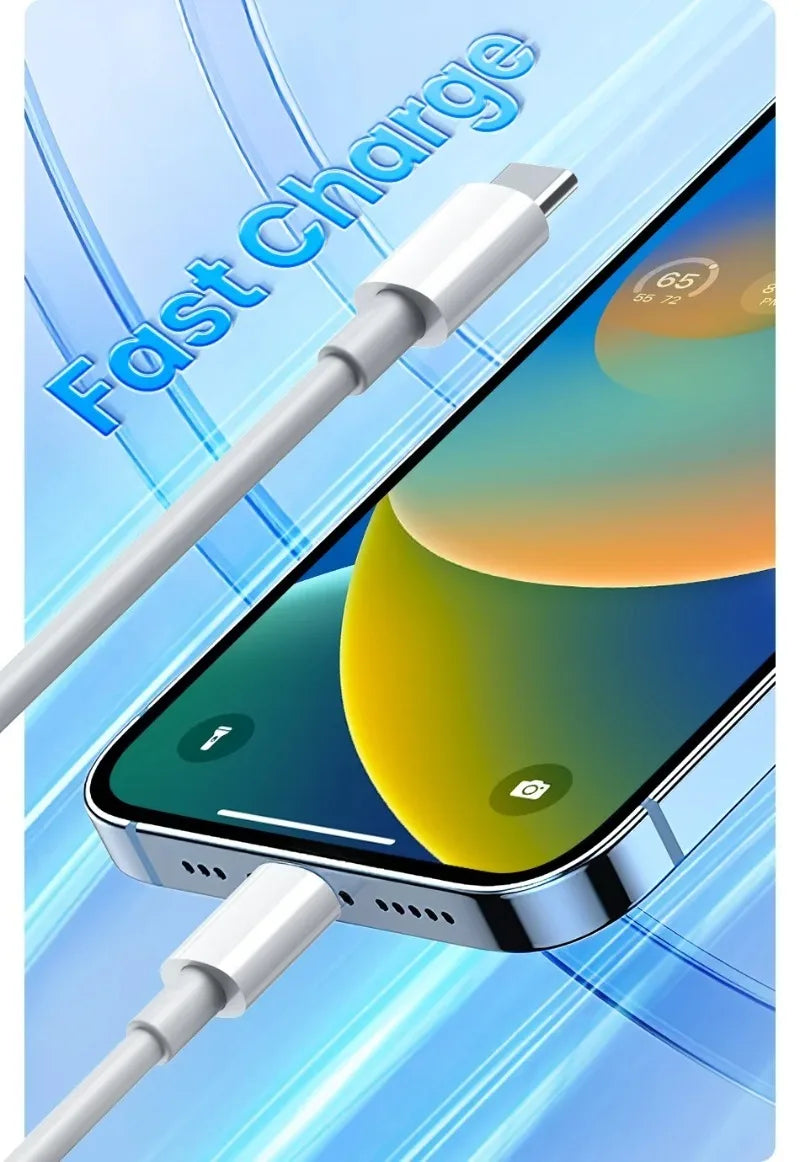 PD 60W USB-C to USB-C Fast Charging Cable – 2M Power Delivery Cord for iPhone 6-16 Series, iPad & USB-A Devices