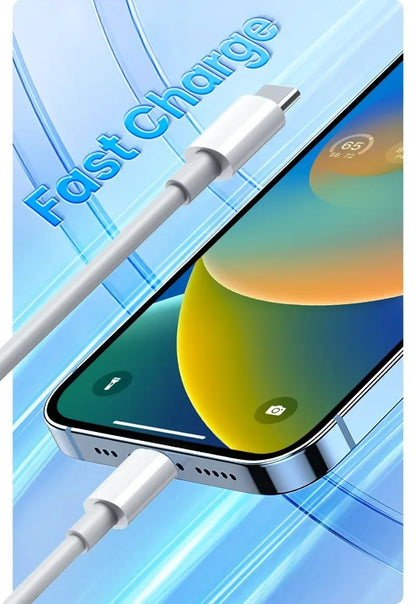 PD 60W USB-C to USB-C Fast Charging Cable – 2M Power Delivery Cord for iPhone 6-16 Series, iPad & USB-A Devices