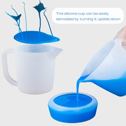 500ml Silicone Mixing Cup with Handle & Scale – Reusable DIY Epoxy Resin & Pigment Measuring Tool, Easy Clean Soft Pour Cup