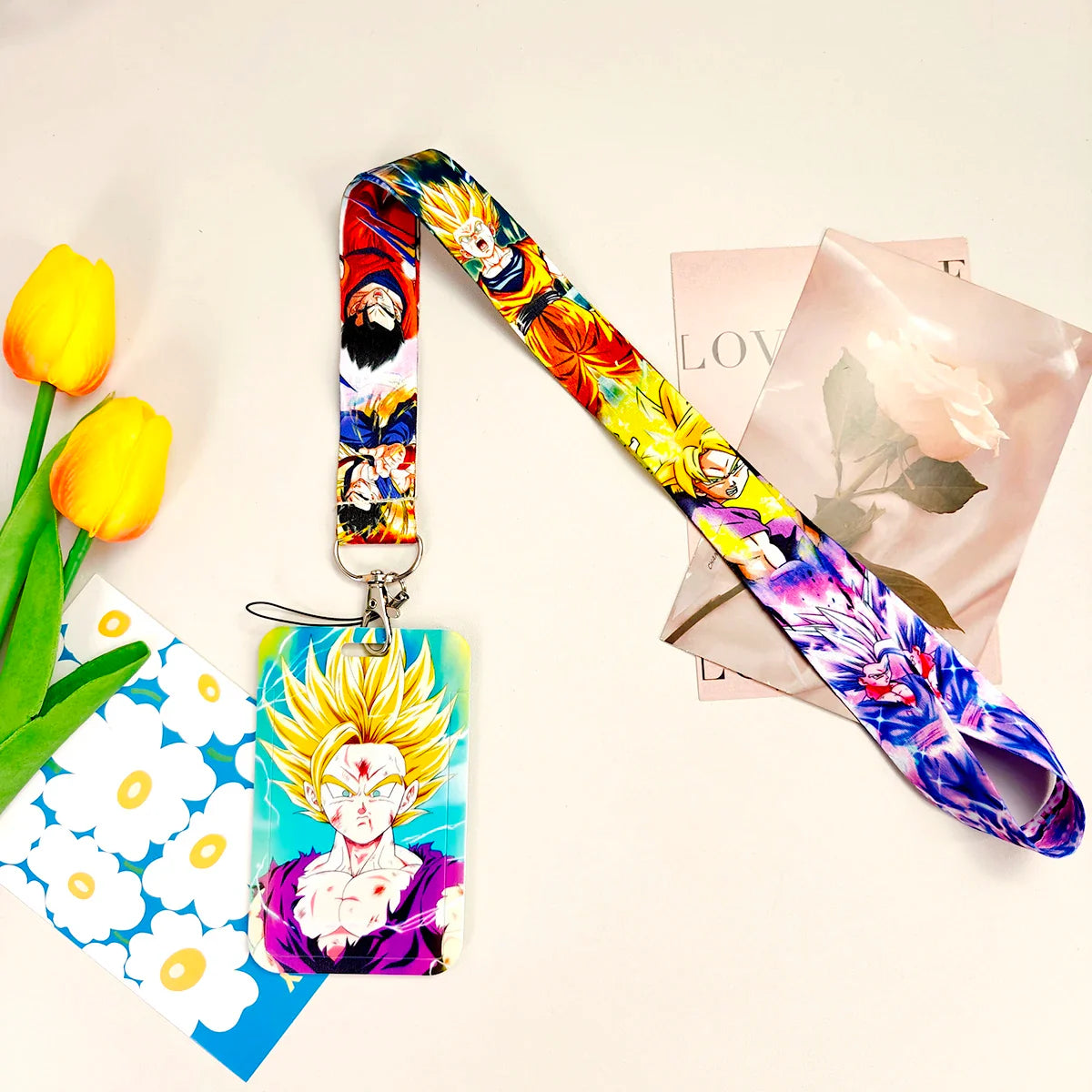 Japanese Anime Credential Holder Lanyard for Key, Card Badge, Gym Keychain Accessories