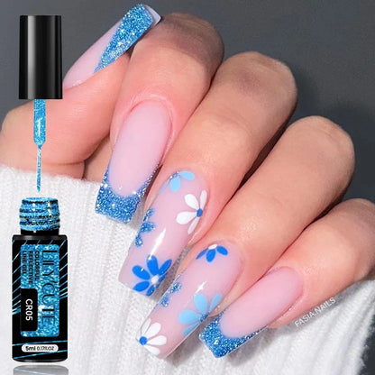 LILYCUTE 5ml Silver Metallic Liner Gel Polish – Super Bright UV Nail Art Stripe & Drawing Paint Varnish, Mirror Effect Graffiti Gel