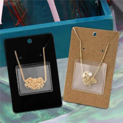 50pcs Clear Self-Adhesive Pouches – Necklace Chain Display Bags, Jewelry Storage & Loose Supply Holder