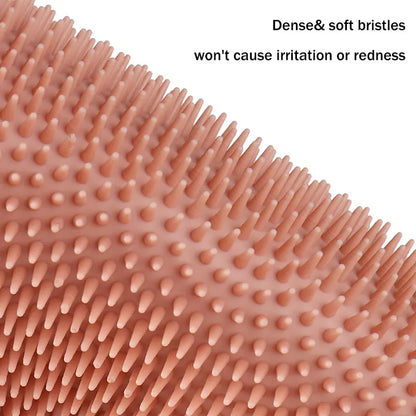 Silicone Body Scrubber with Natural Bristles – Skin Exfoliating Shower Sponge & Bath Brush