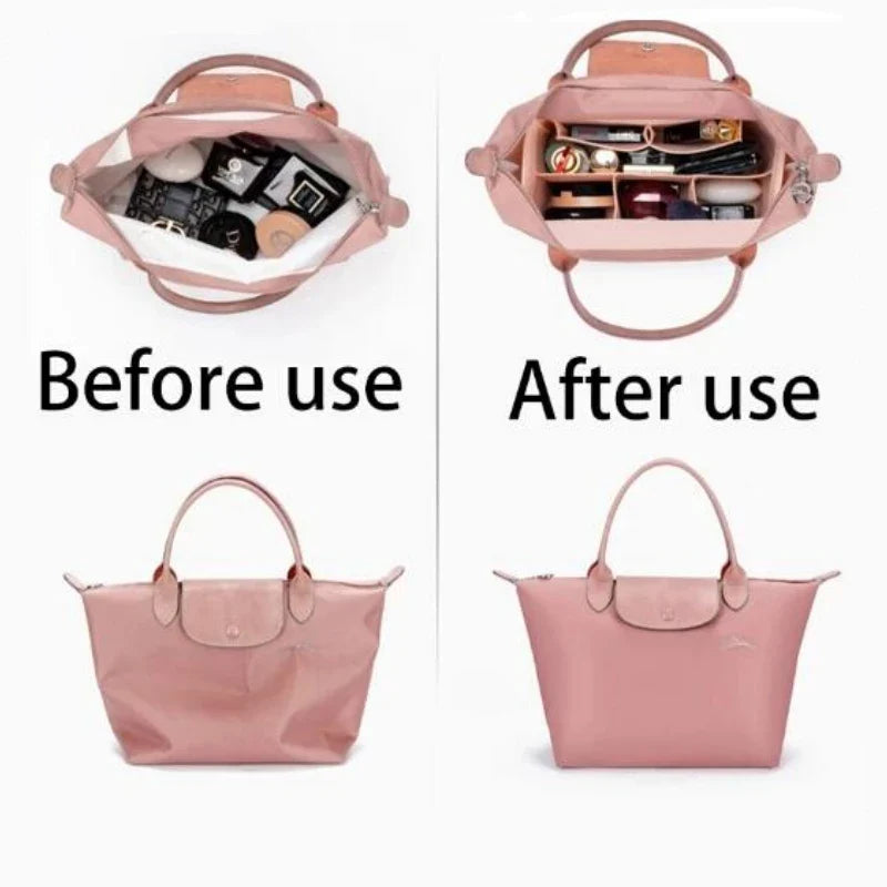 Felt Insert Bag for Longchamp Handbag - Liner Bag Felt Cloth Makeup Organizer - Portable Travel Purse Insert Support