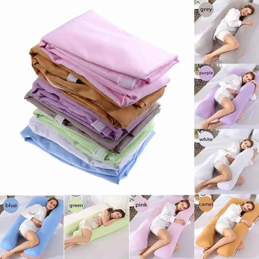 Cotton Maternity U-Shaped Body Pillow Case – 140/150cm Removable & Washable Cover for Pregnancy Support