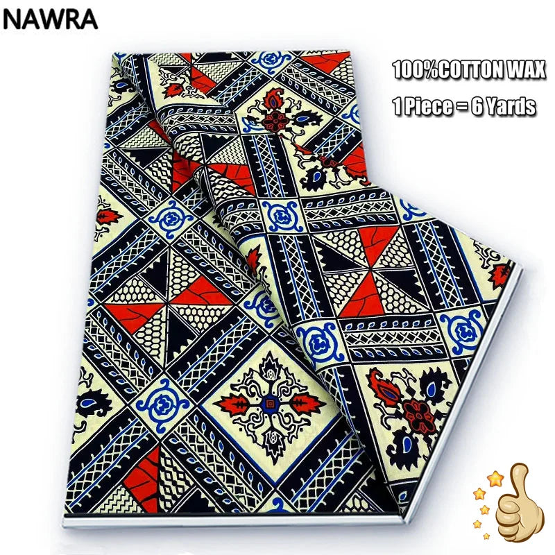 2026 African Real Wax Print Fabric - 100% Cotton Nigerian Ghana Style Pagne for Women
