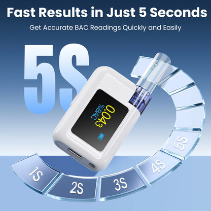 Professional Digital Breathalyzer - High-Accuracy Portable Alcohol Tester with LCD Screen & 8 Mouthpieces