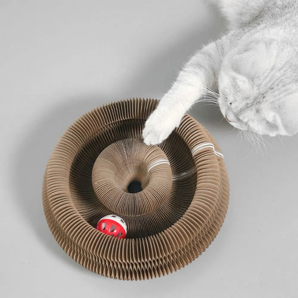 Magic Organ Cat Scratcher Toy – Round Corrugated Scratch Board for Cats, Claw Grinding Accessories (1/2pcs)