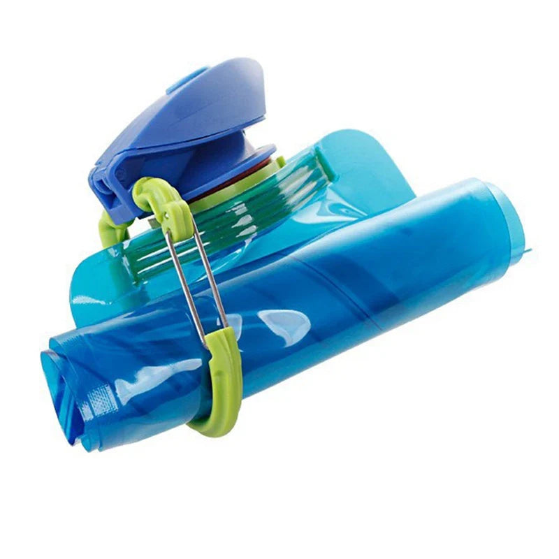 Foldable Reusable Travel Water Bottle - Flexible Plastic Water Pouch Soft Flask with Carabiner Clip