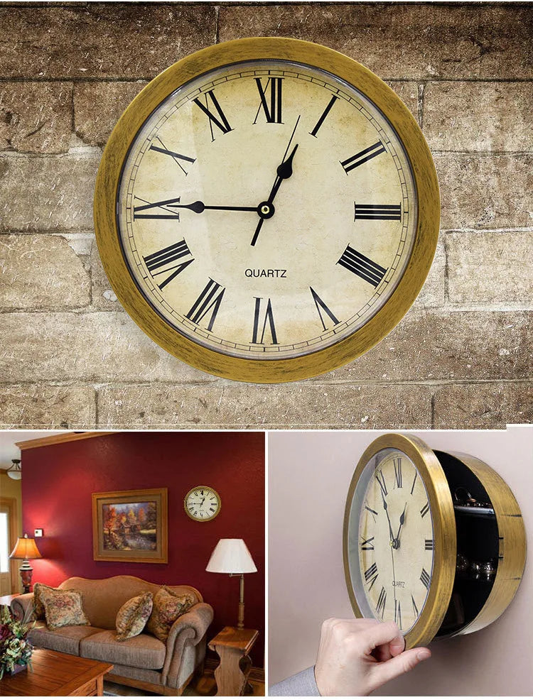 Secret Wall Clock with Hidden Compartment – Safe Box for Cash, Jewelry & Valuables (Home/Office Decoration)