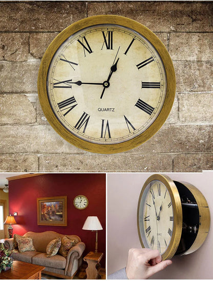 Secret Wall Clock with Hidden Compartment – Safe Box for Cash, Jewelry & Valuables (Home/Office Decoration)
