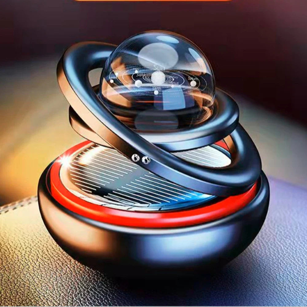 Car Solar Aromatherapy Ornaments – Double-Ring Suspended Crystal Ball with Aromatherapy Perfume, Creative Car Decoration