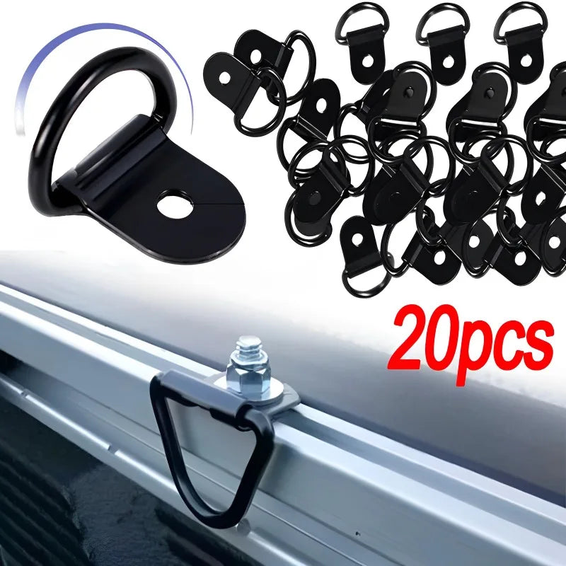 10/20pcs Stainless Steel D-Shape Pull Hook Tie Down Rings - Cargo Anchor Rings for Trucks, Trailers, RVs & Boats Accessories