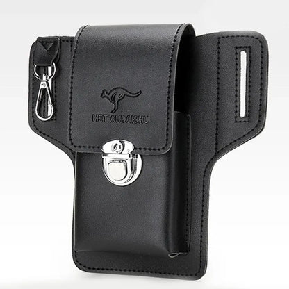 Men’s Leather Vintage Waist Bag – Phone Holster Pouch for Travel, Hiking & Outdoor Use