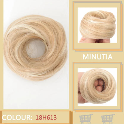 Allaosify Synthetic Bun – Straight Hair Circle with Elastic Rope, Natural Dark & Light Hair Color, Hair Accessories for Women