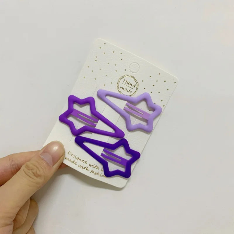 3PCS Candy Color BB Hair Clips – Y2K Star Heart Rectangle Metal Snap Barrettes for Girls & Women Cute Hair Accessories