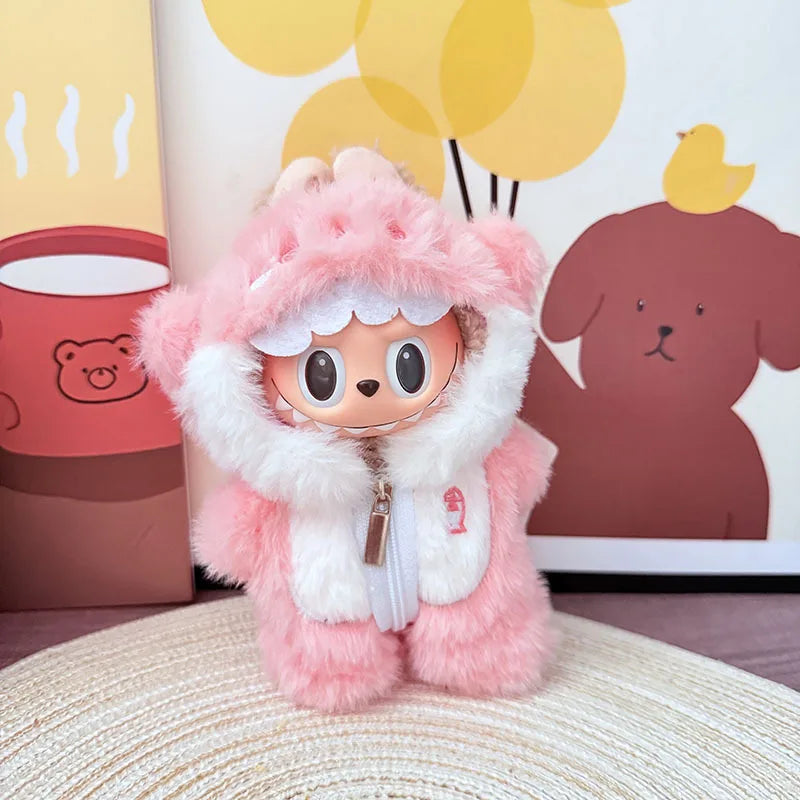 15cm/17cm LABUBU Doll Outfits – Sitting Party Plush Animal Sets for Generations 1-3, Cute Gifts for LABUBU Fans