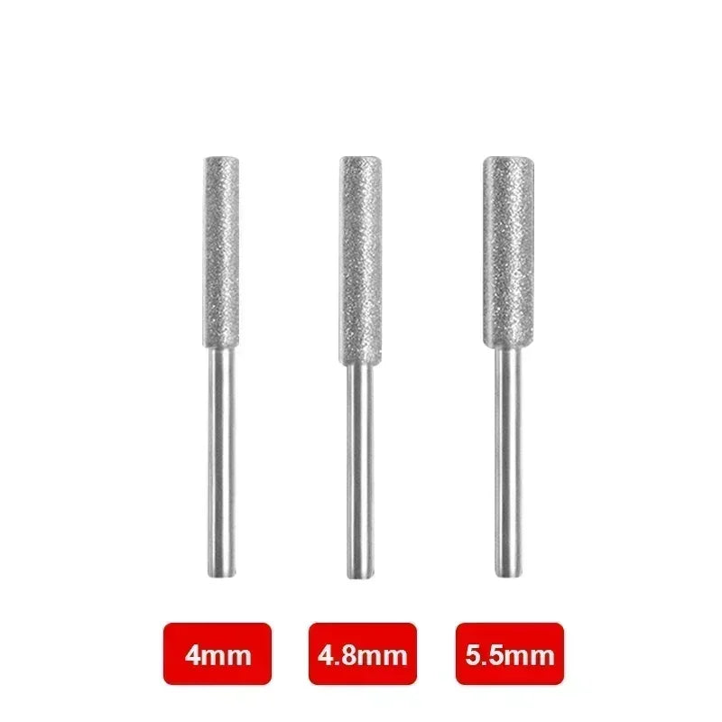 3/4/5/6Pcs Diamond Coated Cylindrical Burr Chainsaw Sharpener Stones – 4mm/4.8mm/5.5mm Grinding Files for Chain Saw Carving & Sharpening Tools