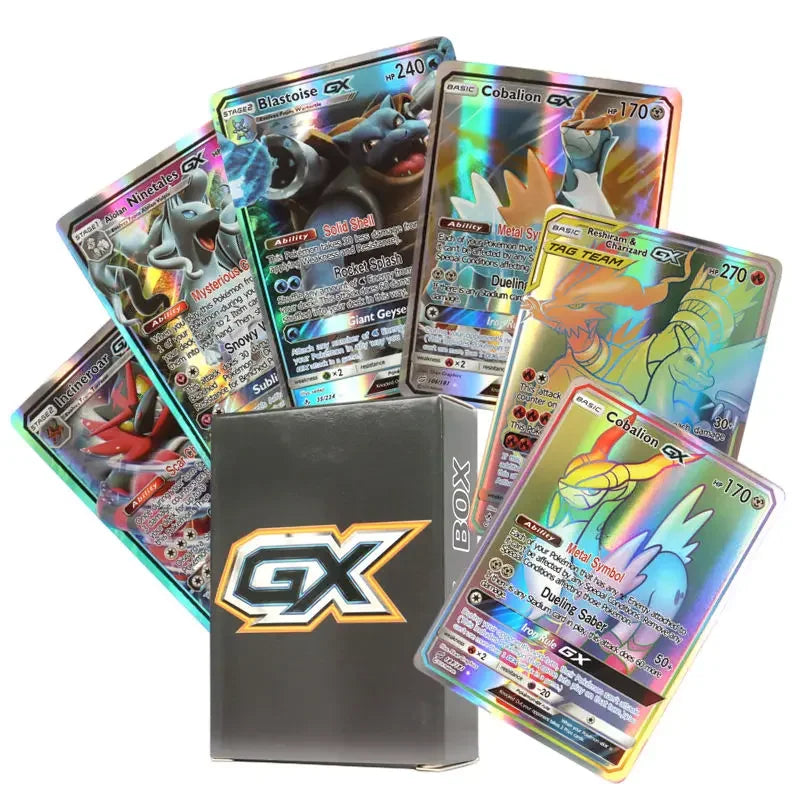60-100Pcs English Pokemon Cards – Holographic EX, Vstar, Vmax, GX, Charizard, Mewtwo & Evolution Combos