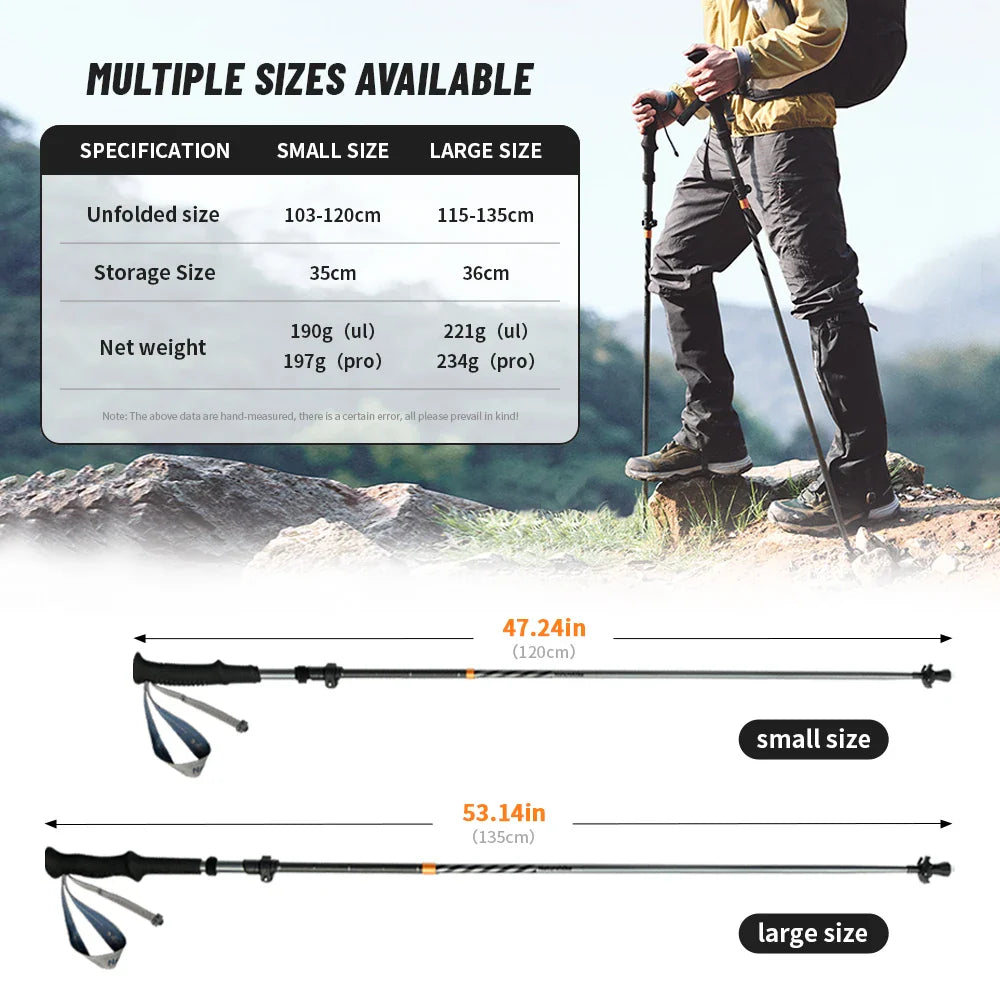 Naturehike Lightweight Trekking Poles – Carbon Fiber & Aluminum Alloy Folding Walking Sticks for Hiking & Climbing