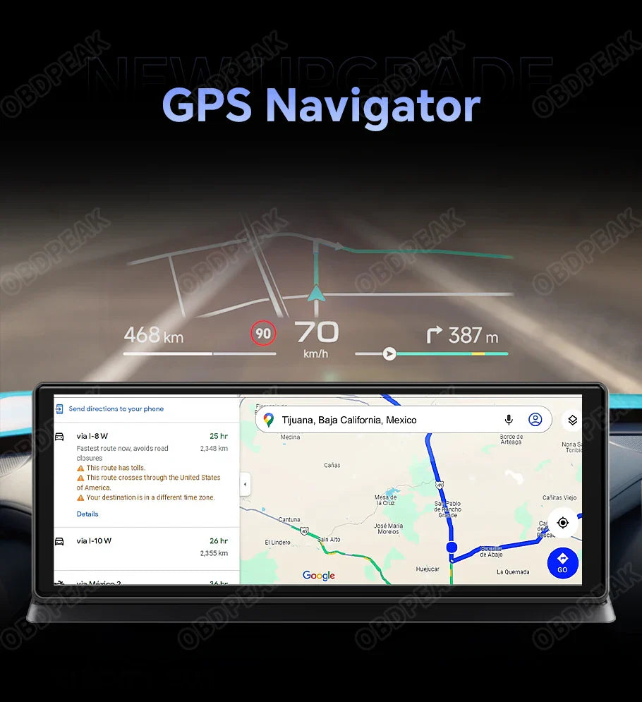 K60 Pro 11.3" Dash Cam — Android 14 AI Screen with 4G+64G, WiFi, GPS, CarPlay & Android Auto Rearview Mirror Recorder