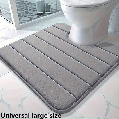 U-Shaped Toilet Mat - Memory Foam Bathroom Carpet, Anti-Skid & Super Absorbent Bath Mat