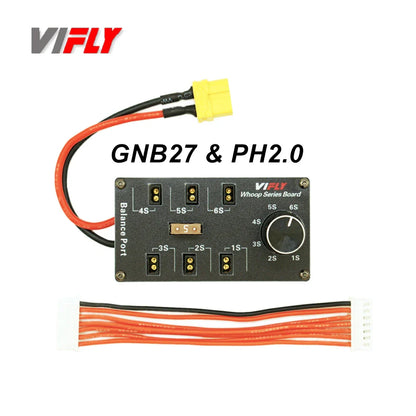 VIFLY Whoop Series 6-Port 1S Lipo Battery Balance Charging Board – XT60 Input for PH2.0, BT2.0, GNB27 FPV TinyWhoop