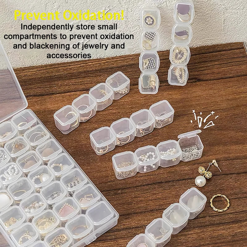 Adjustable Transparent Organizer Box - 26/28/56 Grids Plastic Square Storage Containers for Makeup, Jewelry, and Accessories