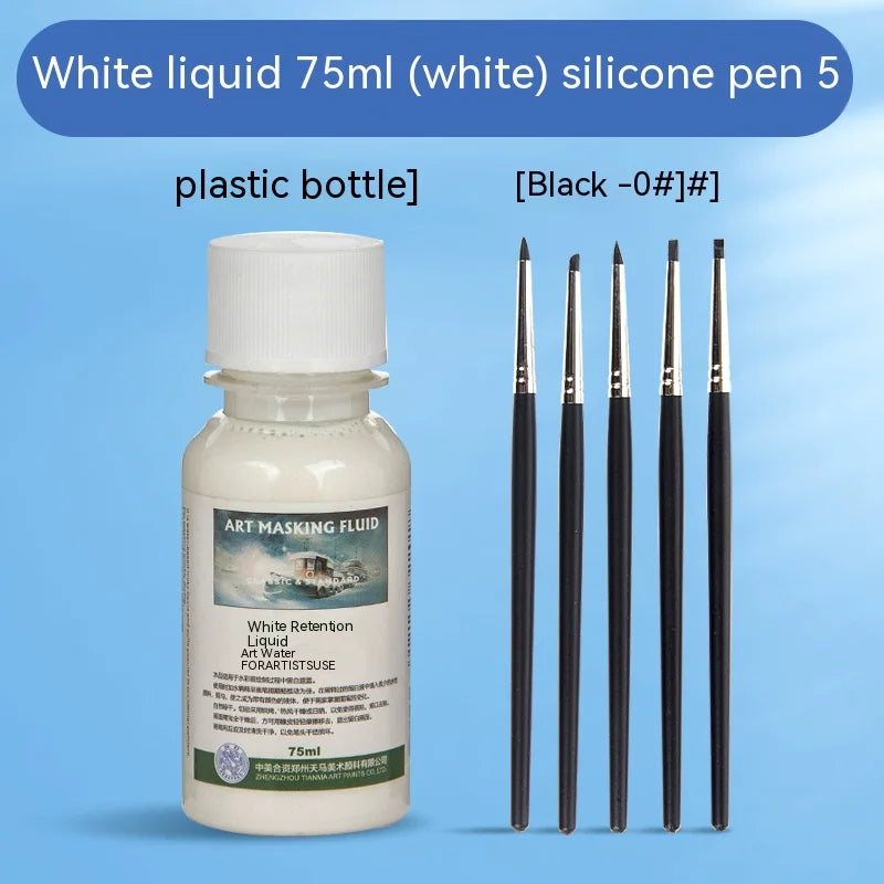 Art Masking Fluid – 18/30/75ml Stay White Cover Liquid for Watercolor Painting, School & Office Art Supplies