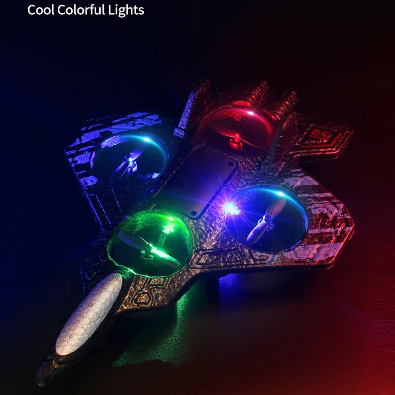 RC Fighter Jet Toy - 2.4G Remote Control Flying Stunt Airplane with Lights for Kids