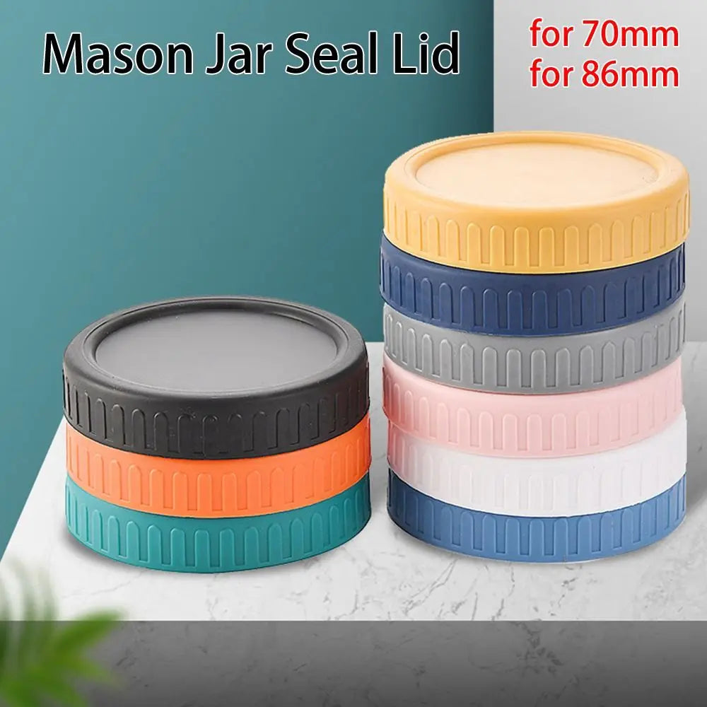 6pcs Reusable Plastic Mason Jar Lids - Leak-Proof Wide Mouth Bottle Covers with Spout for Kitchen Use