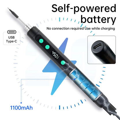Mini 5V 15W Wireless USB Soldering Iron – Rechargeable Lithium Battery Fast-Charge Portable Welding & Repair Tool