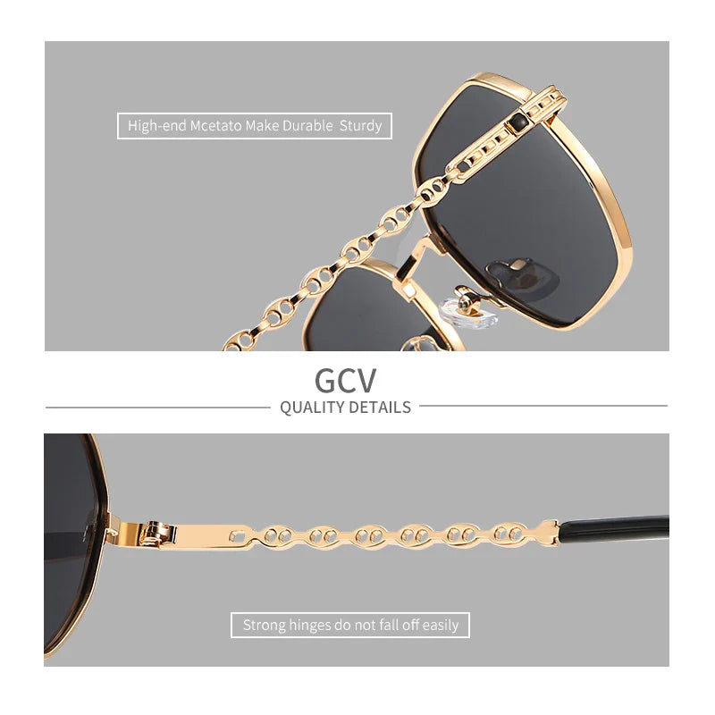 GCV Classic Retro Women's Rectangular Sunglasses — Metal Frame with Polaroid Lenses