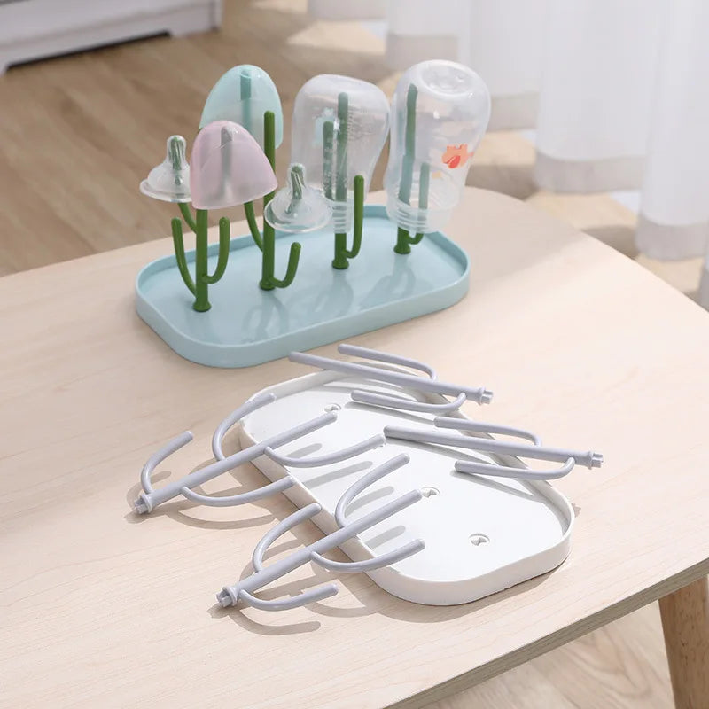 New Baby Bottle Dry Rack: Blue/Pink Bottle Drying Racks for Cleaning, Storage, and Draining - Convenient Dryer Drainer for Baby Bottles