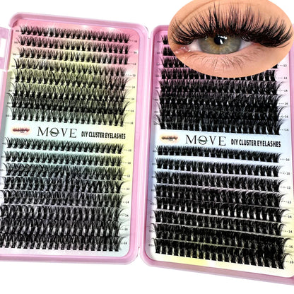 640-Piece 5D Cluster Lashes Kit – Fluffy Thick Volume Eyelash Extension Set, Mixed Tray Faux Mink Lashes for DIY & Salon Makeup