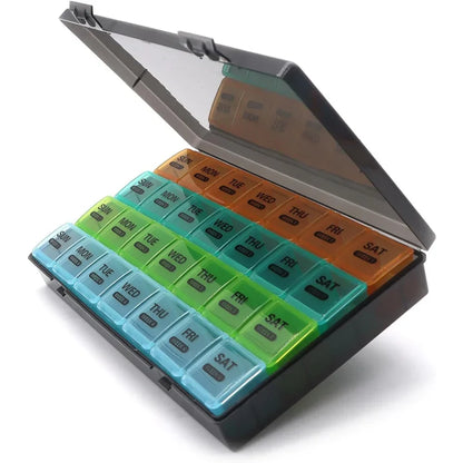 Monthly Pill Organizer – 28-Day Moisture-Resistant Case with Dust-Proof Box for Pills, Vitamins, and Fish Oil
