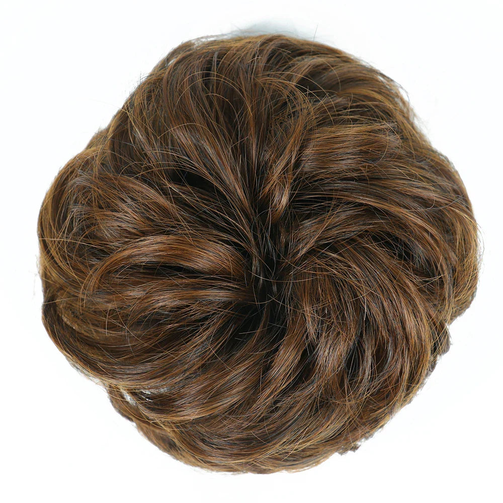 Azqueen Synthetic Messy Bun Chignon – Gray Brown Hair Bun Pad with Elastic Rope & Rubber Band Hair Extensions