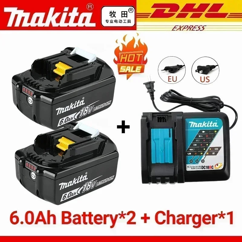 100% Original Makita 18V Lithium Battery – 6Ah/5Ah/3Ah Compatible with DTW700, DDF487, DTD173, DGA404, HR140D, DJV182 Tools